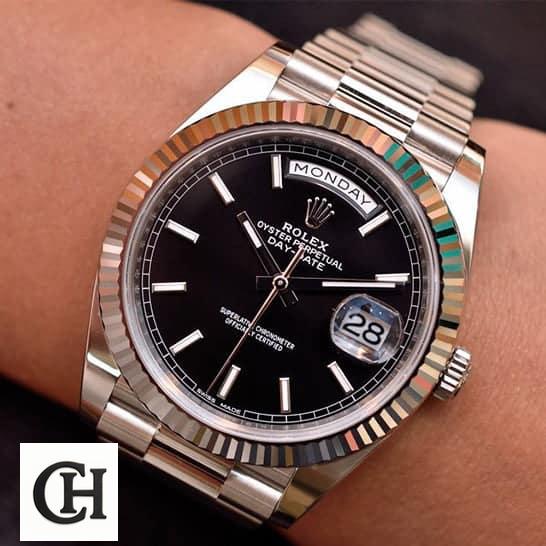 Rolex Day-Date 228238 Rolex Day-Date 118239 Black Dial on his arm