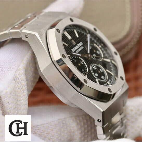 Audemars Piguet Royal Oak Black Dial Steel Bezel on the hand