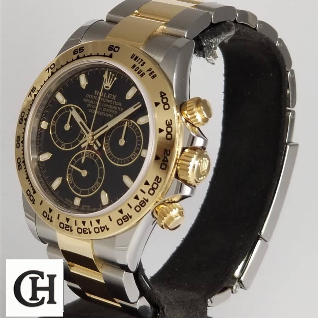 Rolex Daytona 116523 Rolex Daytona Gold & Steel Black 116503 Gold Button & Crown Pusher