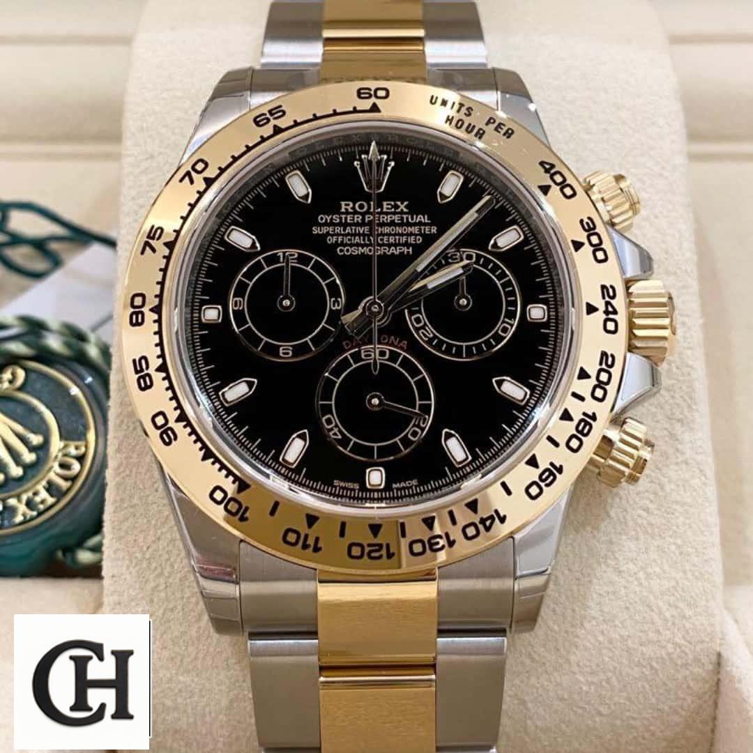 Rolex Daytona 116523 Rolex Daytona Gold Bezel Black Dial116503