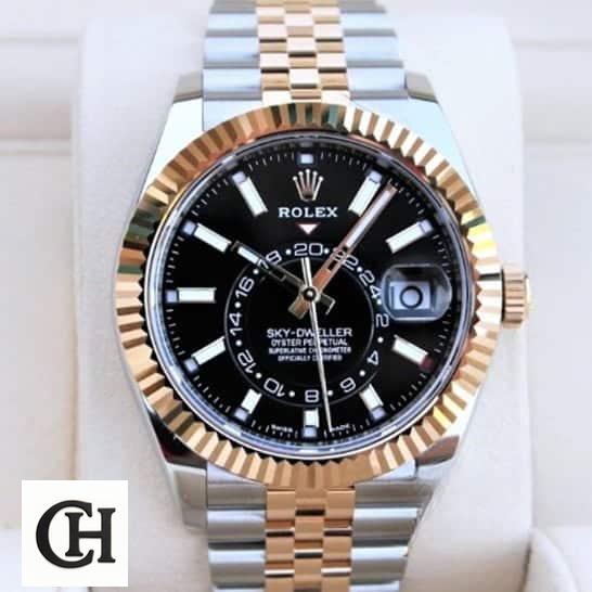 Rolex Sky-Dweller 326933 "Two-Tone" Superior rose gold sky dweller 2 Rolex Sky-Dweller Jubilee Black Dial