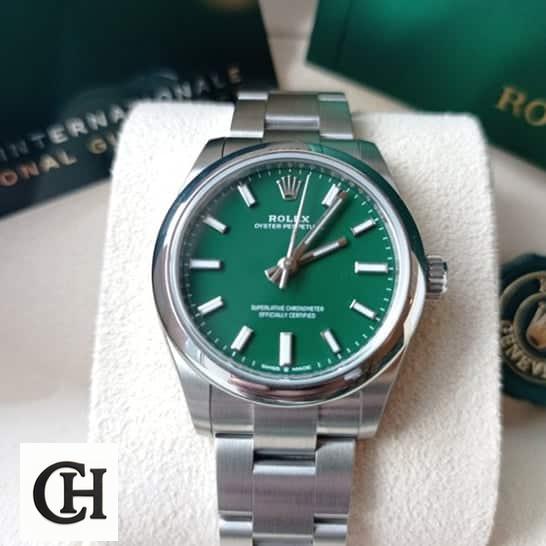 Rolex Perpetual 31 277200 Green Dial Stick indices & stick dot
