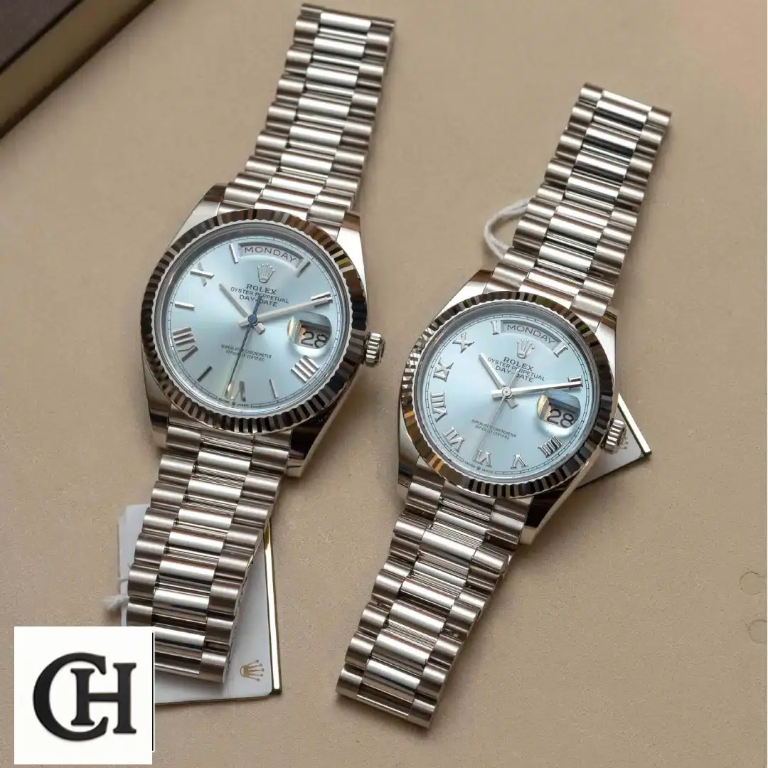 Rolex Day-Date 228236 Rolex Day Date Perpetual 228236 Ice Blue Dial on the table