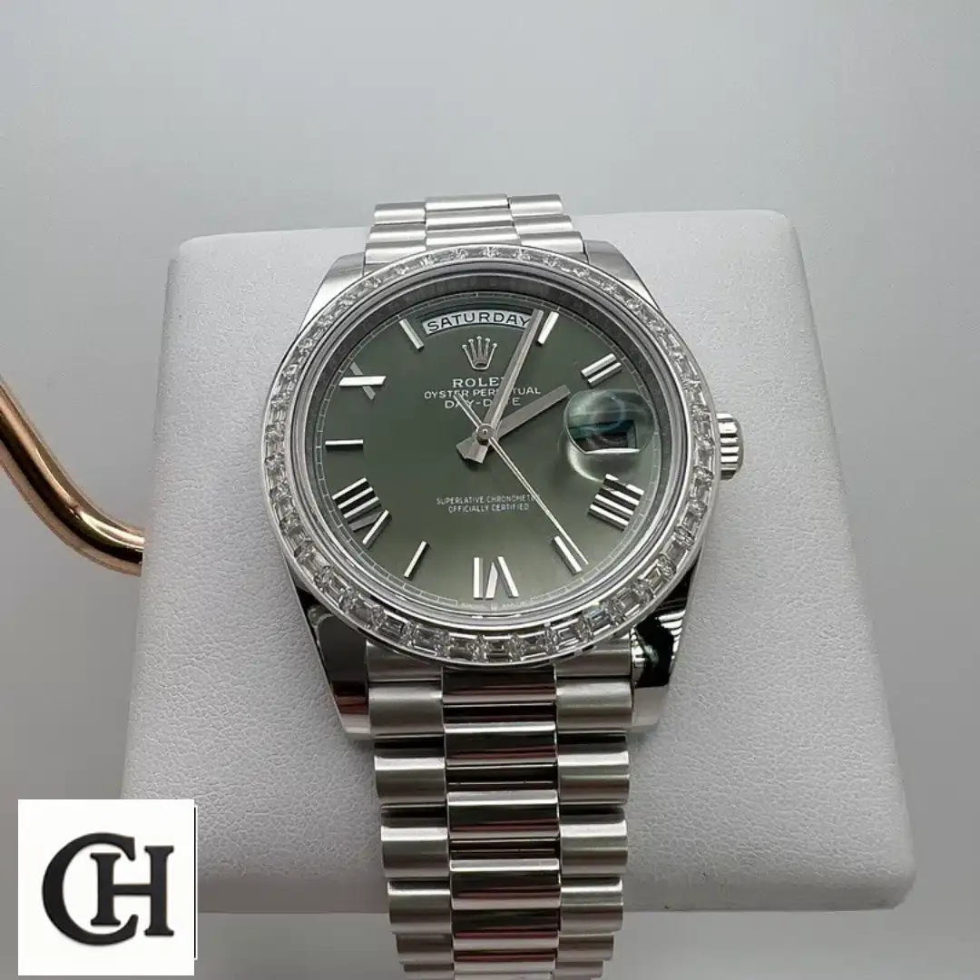 Rolex Day-Date 228238 Rolex Day Date Olive Diamond 228349RBR Olive Green Dial