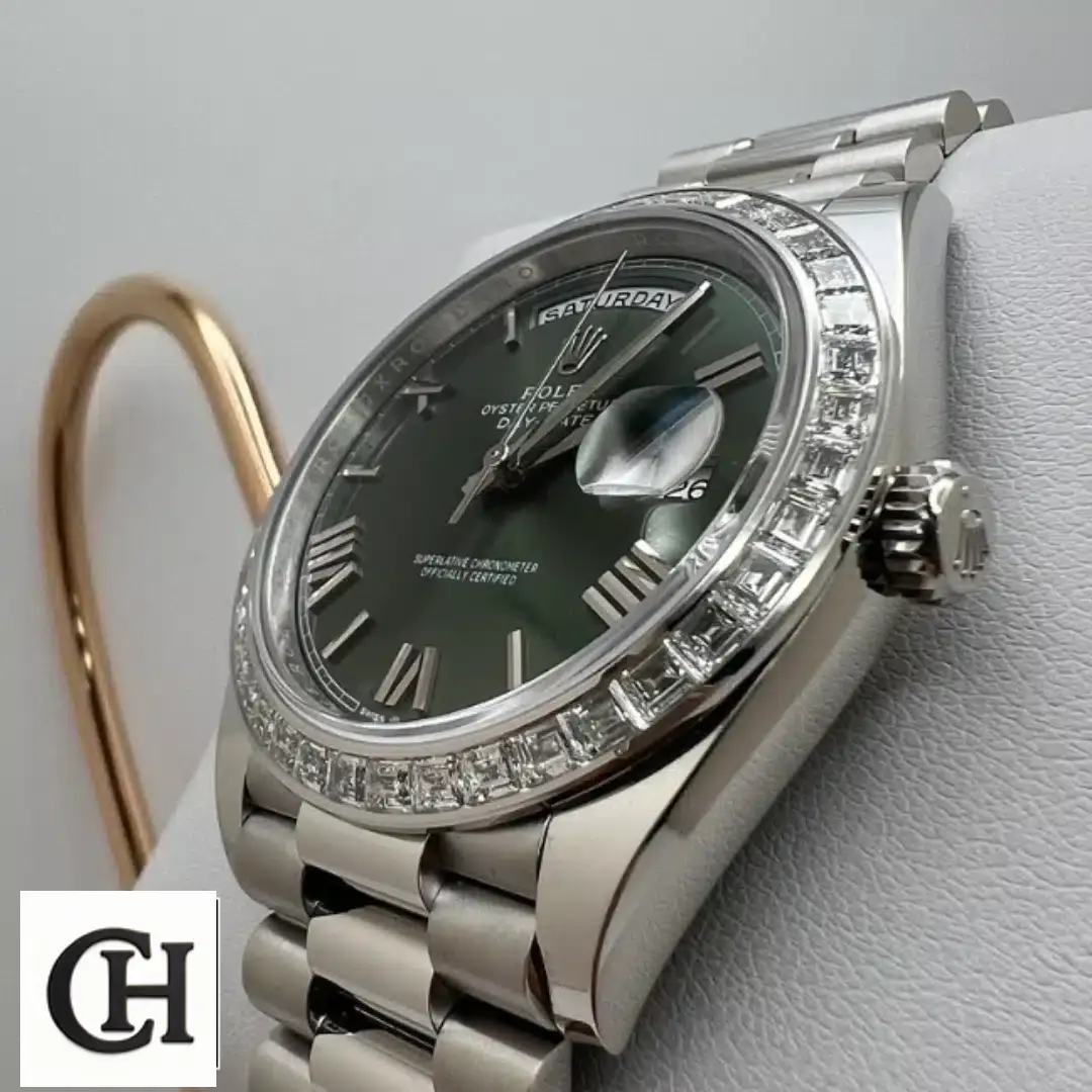 Rolex Day-Date 228238 Rolex Day Date 228349RBR Right Side Stainless Steel Crown Pusher