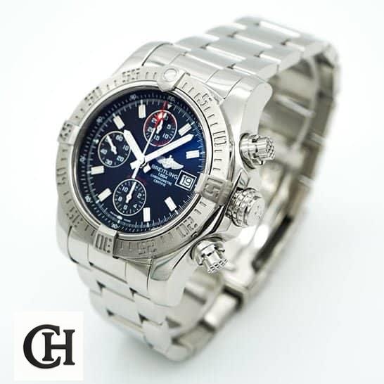 Breitling Super Avenger II A13370 "Black Dial" Premium Duplicate Edition breitling super avenger a13370 Breitling Super Avanger A11370 Stainless Steel and Crown Pusher