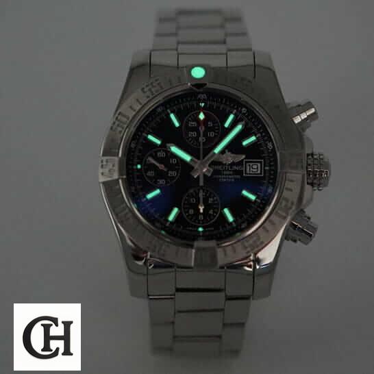Breitling Super Avenger II A13370 "Black Dial" Premium Duplicate Edition breitling super avenger a13370 replica1 Breitling Super Avenger a13370 with luminous dial markers