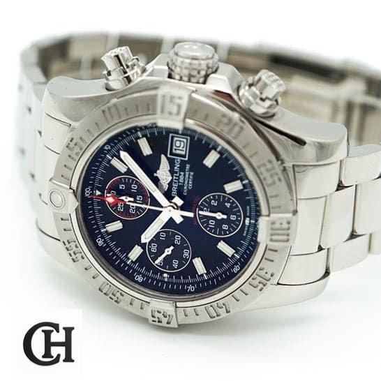 Breitling Super Avenger II A13370 "Black Dial" Premium Duplicate Edition breitling super avenger a13370 replicaa1 Breitling Super Avanger A11370 Blue Dial Crown Pusher