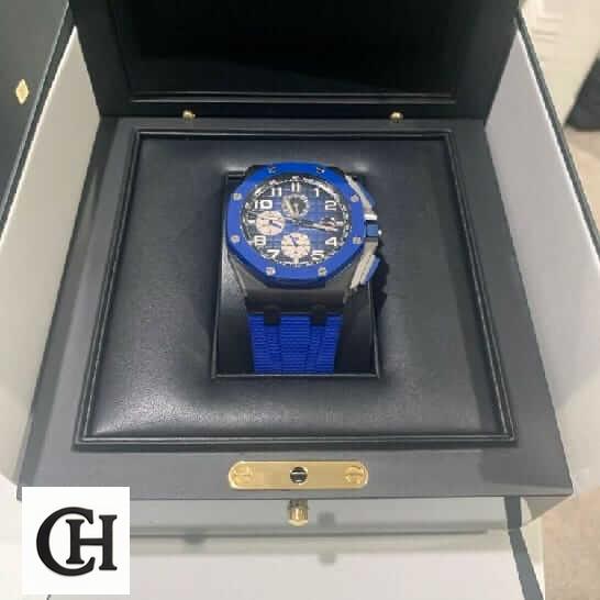 Audemars Piguet Royal Oak Offshore Chronograph 26405CE.OO.A002CA.01 "Black & Blue" Near Original ap royal offshore blue box 1 ap-royal-offshore-blue-box (1)