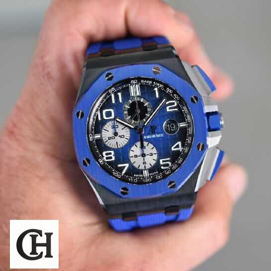 Audemars Piguet Royal Oak Offshore Chronograph 26405CE.OO.A002CA.01 "Black & Blue" Near Original ap royal offshore blue hand ap-royal-offshore-blue-hand