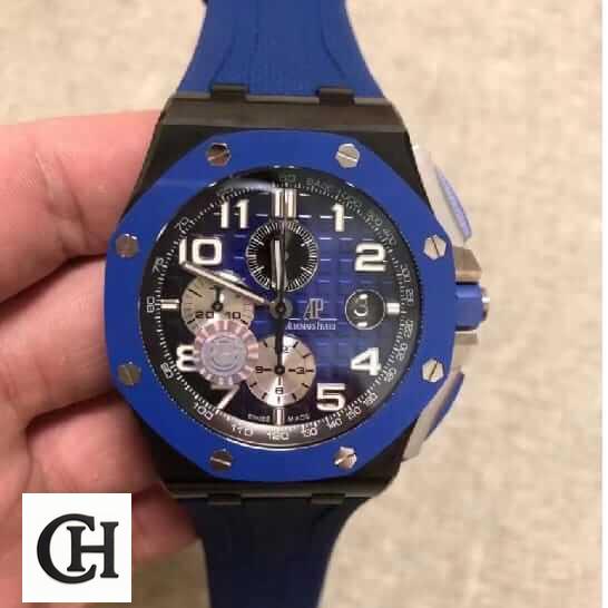 Audemars Piguet Royal Oak Offshore Chronograph 26405CE.OO.A002CA.01 "Black & Blue" Near Original ap royal offshore blue hand2 Audemars Piguet Royal Oak Offshore Chronograph 26405CE.OO.A002CA.01 "Black & Blue" Near Original ap royal offshore blue hand2