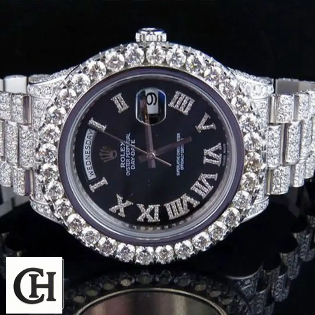 Rolex Day-Date 218239 "Iced Out" Ultra Fine Yeni Proje 20 Rolex Day-Date II White Gold Gem-Set Bezel 218239