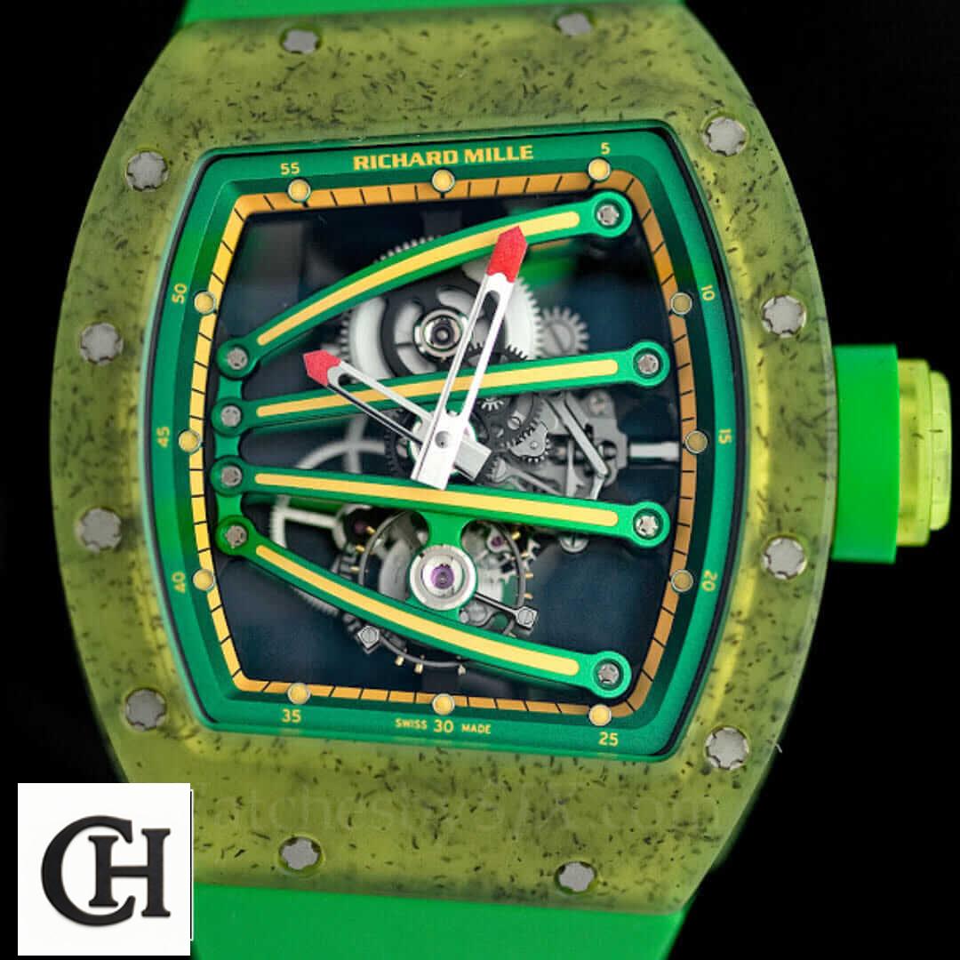 Richard Mille RM 59-01 Richard Mille Green Carbon Bezel black background