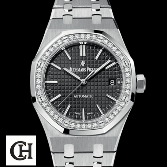 Audemars Piguet Royal Oak 15451ST "Diamond Bezel Silver Dial" Ultra Fine audemars piguet royal oak selfwinding 15451ST ZZ 1256ST 01 A front 1 Audemars Piguet 15451 Royal Oak Selfwinding Black Dial black background
