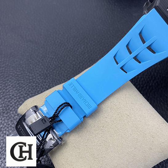 Richard Mille RM 11-03 Richard Mille RM01103 Blue Rubber Bracelet on the stand